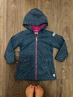 Hatley Teal & Pink Kids Raincoat with Hood